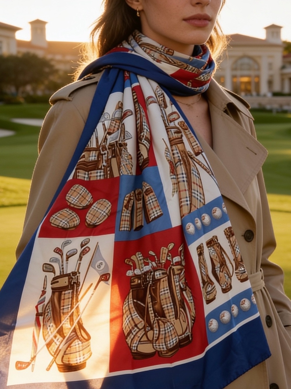 Vintage Burberry silk Golfer Motif Scarf - Picture 3 of 13